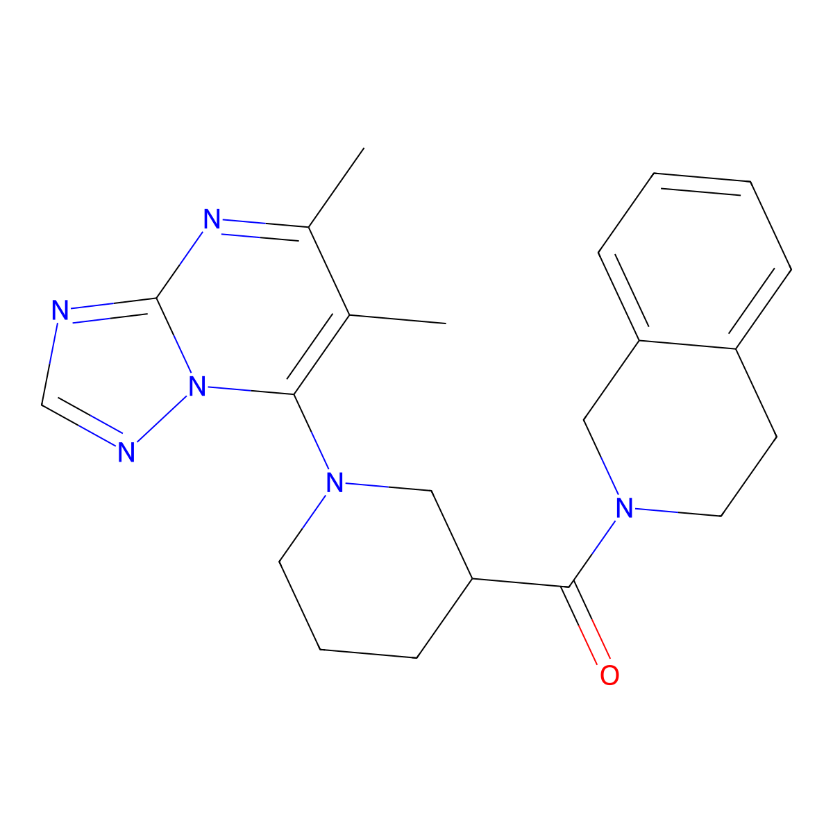 2-(1-{5,6-Dimethyl-[1,2,4]triazolo[1,5-a]pyrimidin-7-yl}piperidine-3-carbonyl)-1,2,3,4-tetrahydroisoquinoline molecular structure, CAS 3054600-15-3
