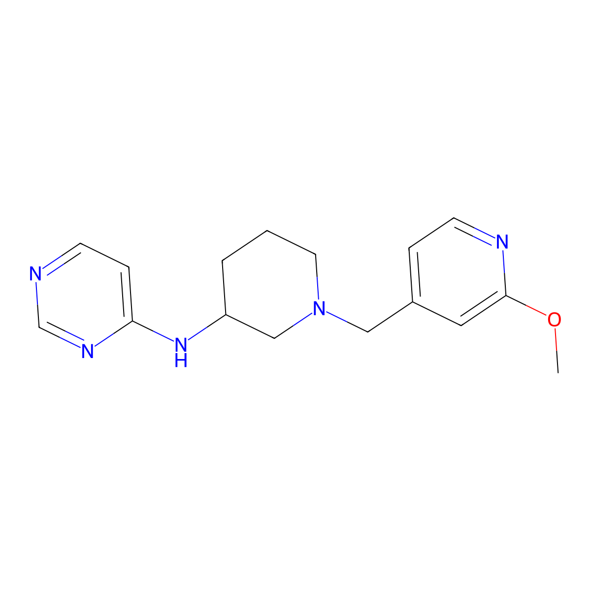 N-{1-[(2-methoxypyridin-4-yl)methyl]piperidin-3-yl}pyrimidin-4-amine molecular structure, CAS 3054600-17-5