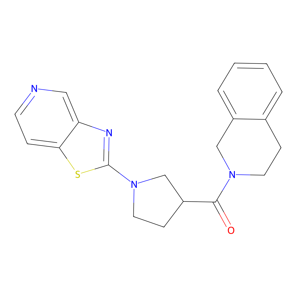 2-(1-{[1,3]Thiazolo[4,5-c]pyridin-2-yl}pyrrolidine-3-carbonyl)-1,2,3,4-tetrahydroisoquinoline molecular structure, CAS 3054600-19-7