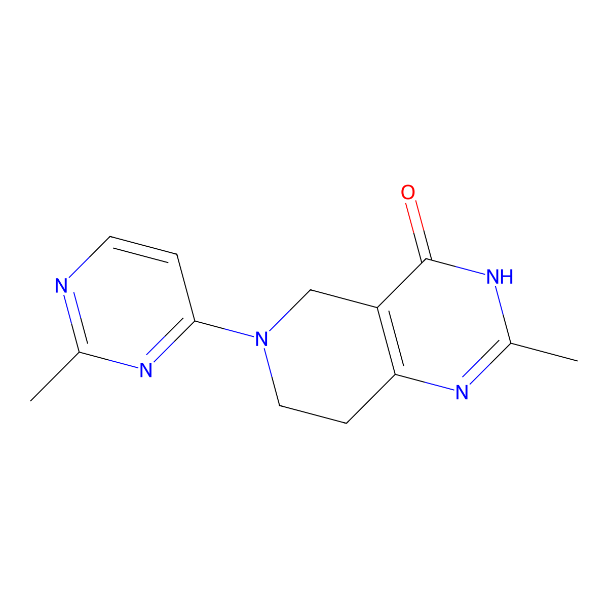 2-methyl-6-(2-methylpyrimidin-4-yl)-3H,4H,5H,6H,7H,8H-pyrido[4,3-d]pyrimidin-4-one molecular structure, CAS 3054600-24-4