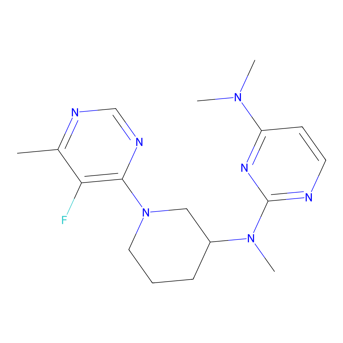 N2-[1-(5-fluoro-6-methylpyrimidin-4-yl)piperidin-3-yl]-N2,N4,N4-trimethylpyrimidine-2,4-diamine molecular structure, CAS 3054600-27-7