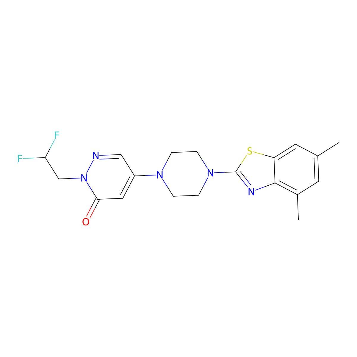 2-(2,2-Difluoroethyl)-5-[4-(4,6-dimethyl-1,3-benzothiazol-2-yl)piperazin-1-yl]-2,3-dihydropyridazin-3-one molecular structure, CAS 3054600-28-8