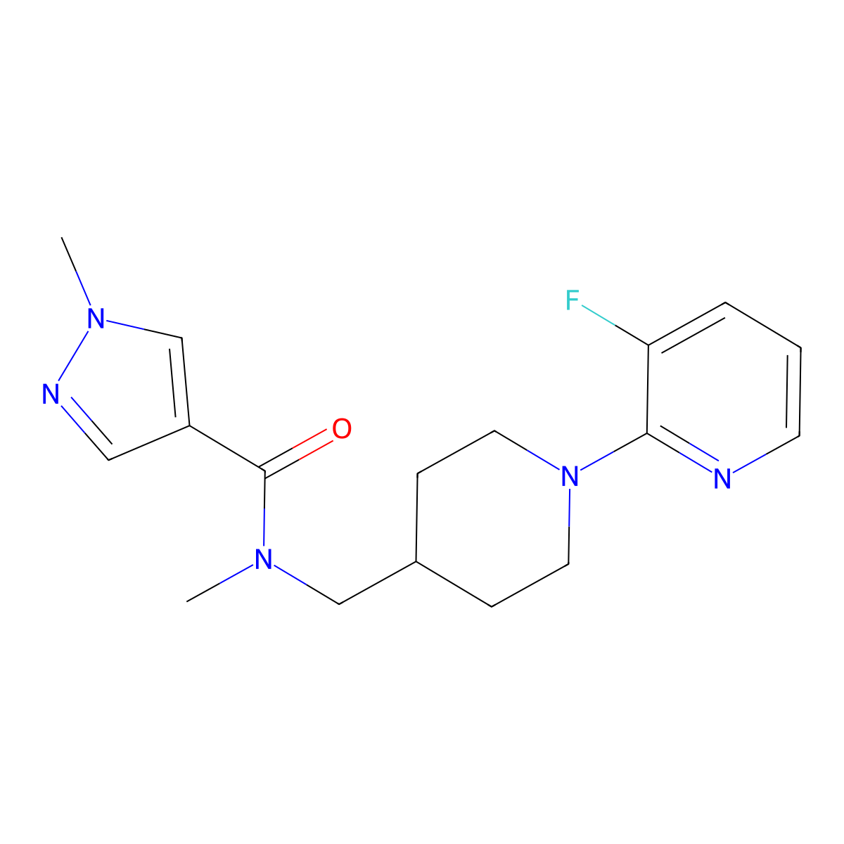 N-{[1-(3-fluoropyridin-2-yl)piperidin-4-yl]methyl}-N,1-dimethyl-1H-pyrazole-4-carboxamide molecular structure, CAS 3054600-29-9