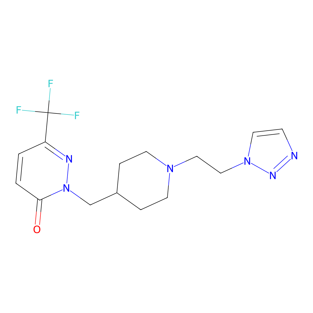 2-({1-[2-(1H-1,2,3-triazol-1-yl)ethyl]piperidin-4-yl}methyl)-6-(trifluoromethyl)-2,3-dihydropyridazin-3-one molecular structure, CAS 3054600-31-3