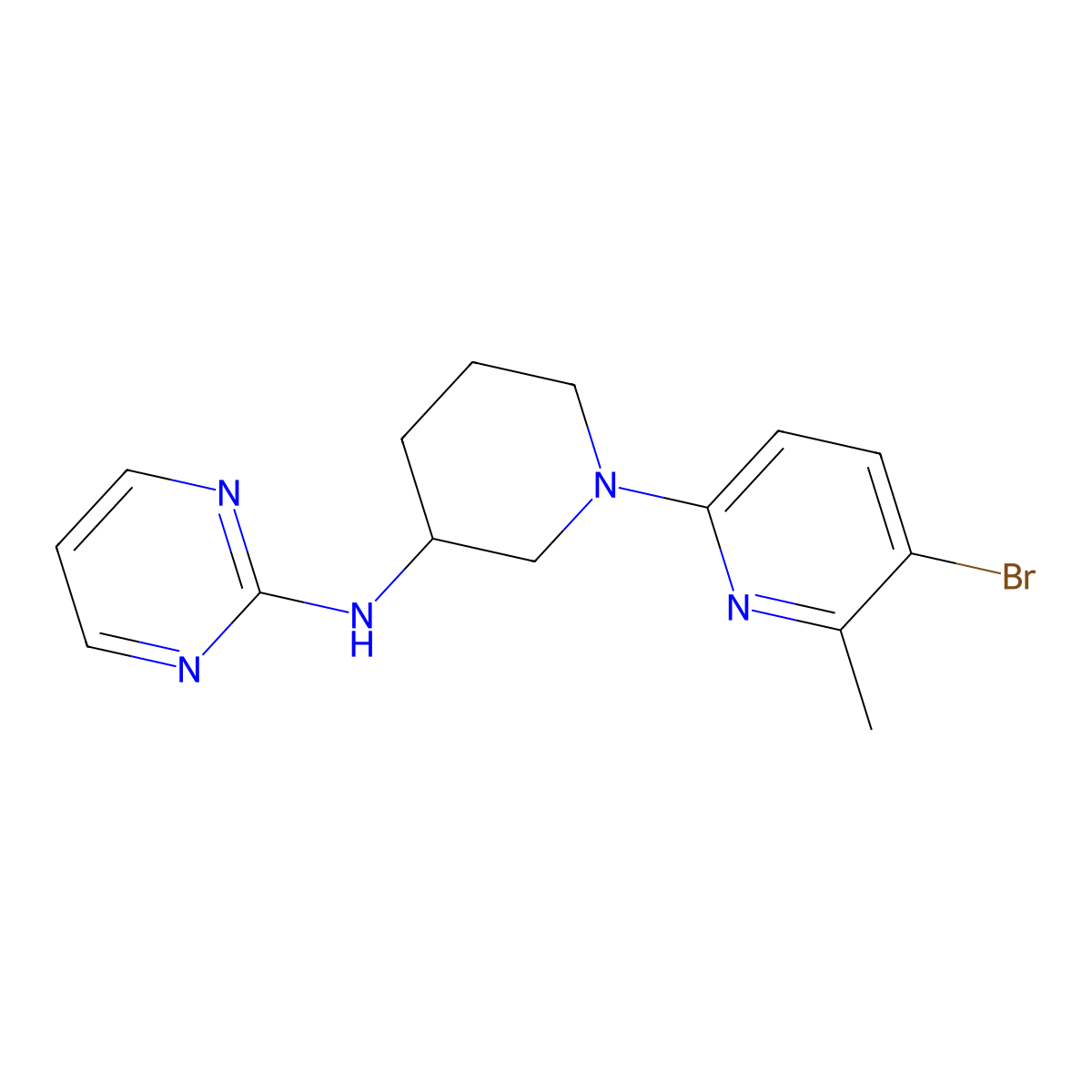 N-[1-(5-bromo-6-methylpyridin-2-yl)piperidin-3-yl]pyrimidin-2-amine molecular structure, CAS 3054600-32-4
