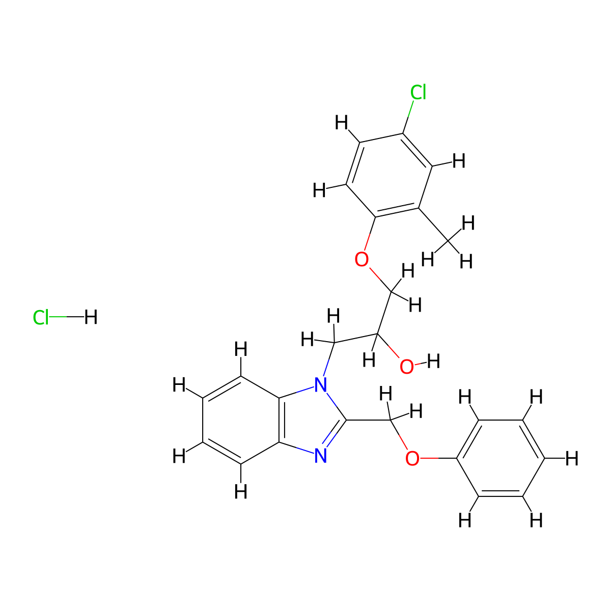 1-(4-chloro-2-methylphenoxy)-3-[2-(phenoxymethyl)-1H-1,3-benzodiazol-1-yl]propan-2-ol hydrochloride molecular structure, CAS 3054600-36-8