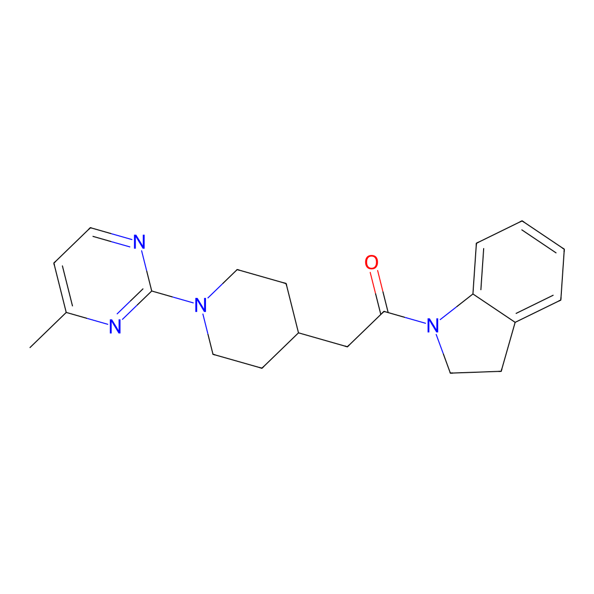 1-(2,3-dihydro-1H-indol-1-yl)-2-[1-(4-methylpyrimidin-2-yl)piperidin-4-yl]ethan-1-one molecular structure, CAS 3054600-44-8