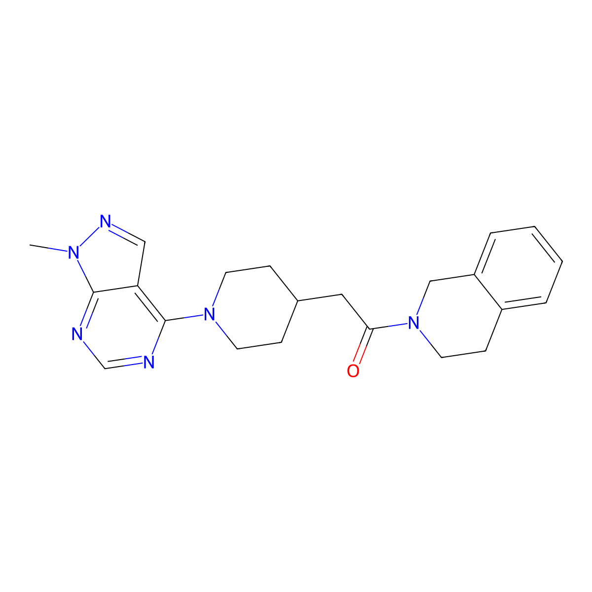 2-(1-{1-methyl-1H-pyrazolo[3,4-d]pyrimidin-4-yl}piperidin-4-yl)-1-(1,2,3,4-tetrahydroisoquinolin-2-yl)ethan-1-one molecular structure, CAS 3054600-47-1
