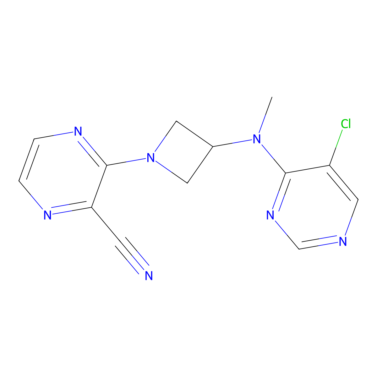 3-{3-[(5-Chloropyrimidin-4-yl)(methyl)amino]azetidin-1-yl}pyrazine-2-carbonitrile molecular structure, CAS 3054600-48-2
