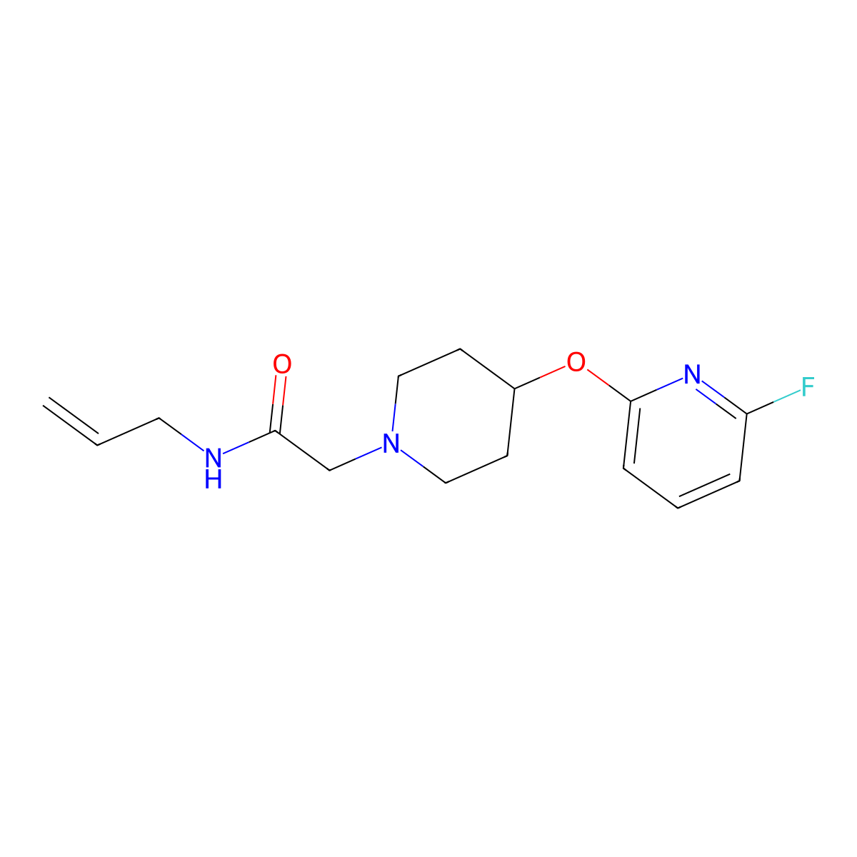 2-{4-[(6-fluoropyridin-2-yl)oxy]piperidin-1-yl}-N-(prop-2-en-1-yl)acetamide molecular structure, CAS 3054600-56-2