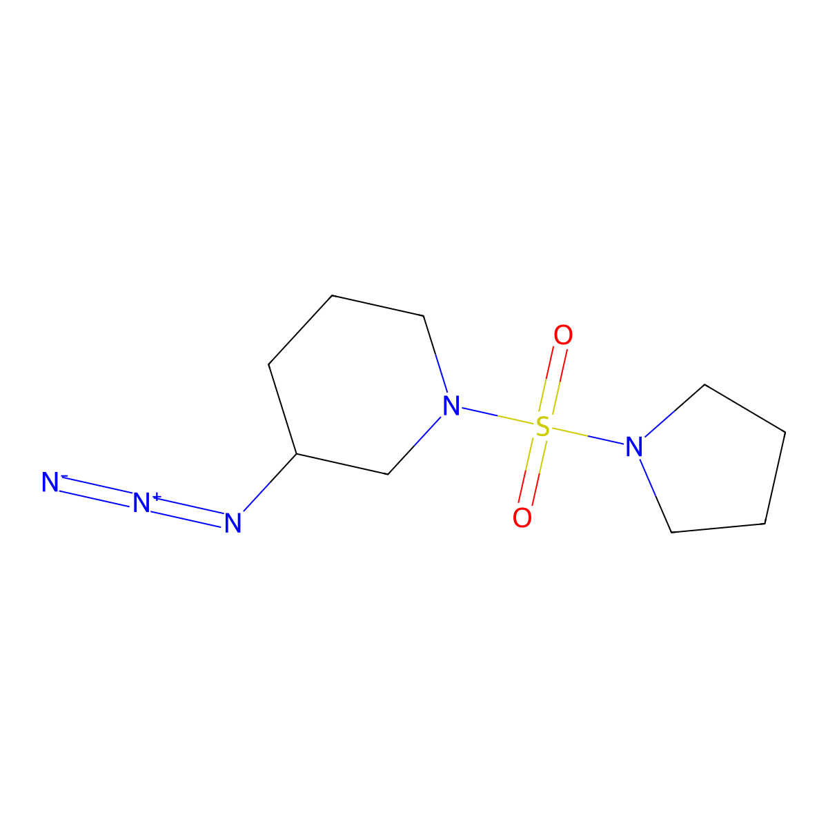 3-Azido-1-(pyrrolidine-1-sulfonyl)piperidine molecular structure, CAS 3054600-68-6