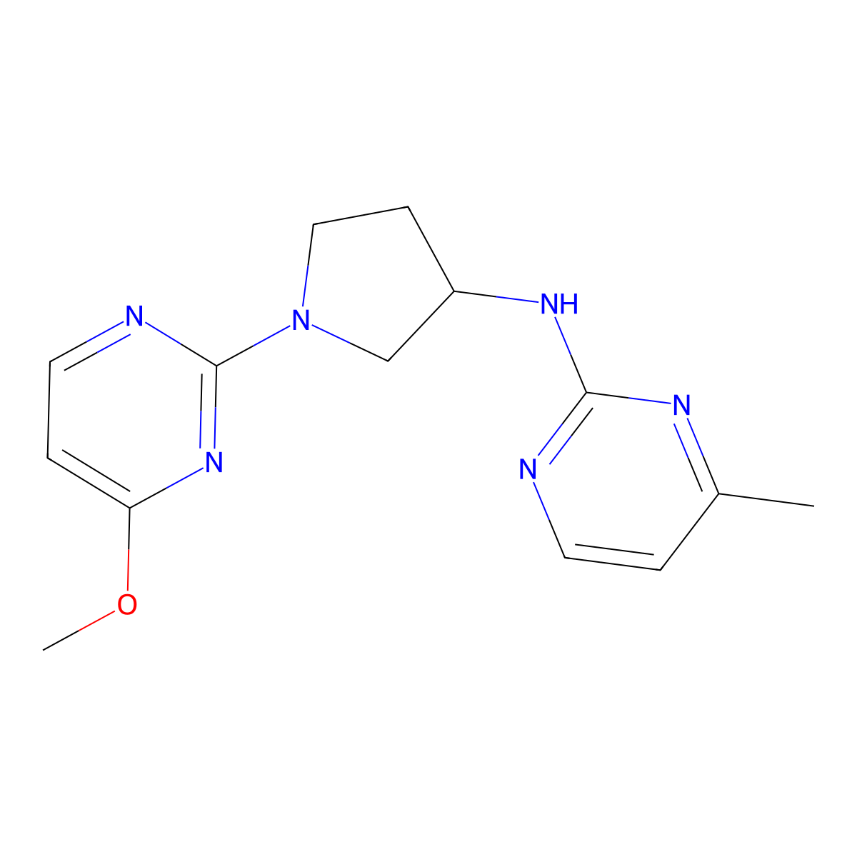 N-[1-(4-methoxypyrimidin-2-yl)pyrrolidin-3-yl]-4-methylpyrimidin-2-amine molecular structure, CAS 3054600-69-7