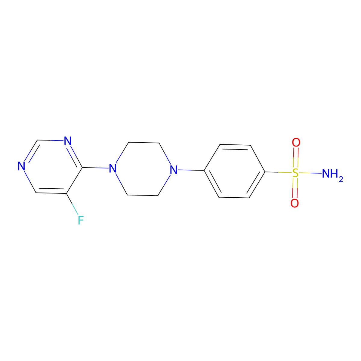 4-[4-(5-Fluoropyrimidin-4-yl)piperazin-1-yl]benzene-1-sulfonamide molecular structure, CAS 3054600-70-0