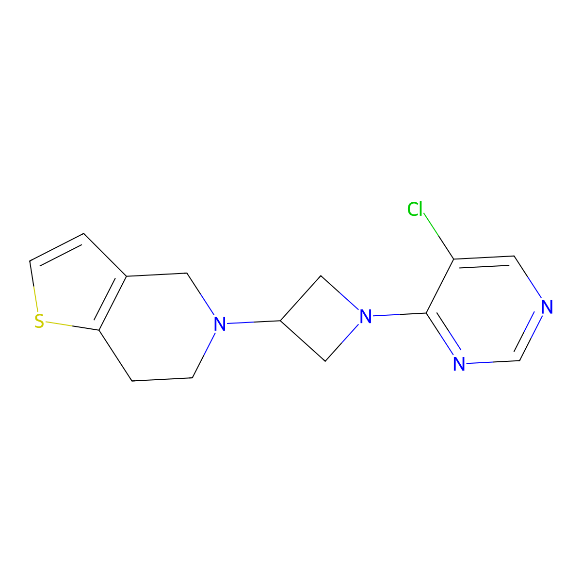 5-chloro-4-(3-{4H,5H,6H,7H-thieno[3,2-c]pyridin-5-yl}azetidin-1-yl)pyrimidine molecular structure, CAS 3054600-77-7