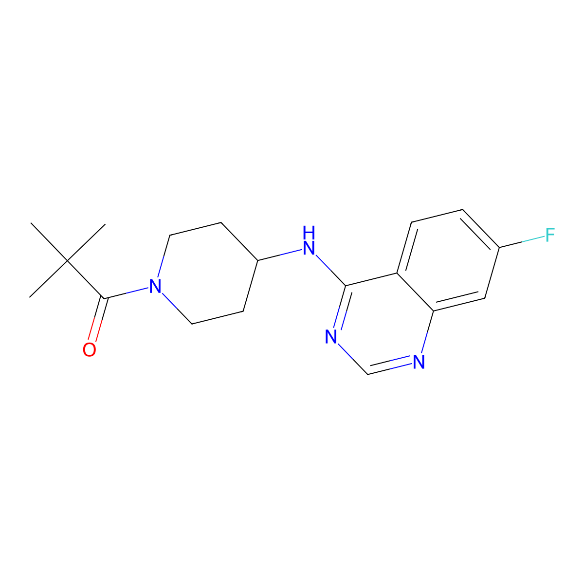 1-{4-[(7-Fluoroquinazolin-4-yl)amino]piperidin-1-yl}-2,2-dimethylpropan-1-one molecular structure, CAS 3054600-78-8