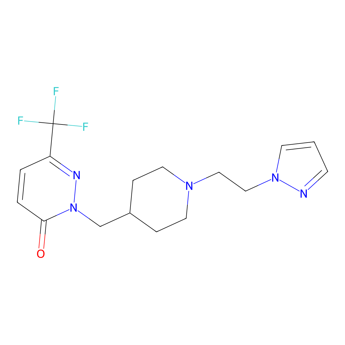 2-({1-[2-(1H-pyrazol-1-yl)ethyl]piperidin-4-yl}methyl)-6-(trifluoromethyl)-2,3-dihydropyridazin-3-one molecular structure, CAS 3054600-79-9