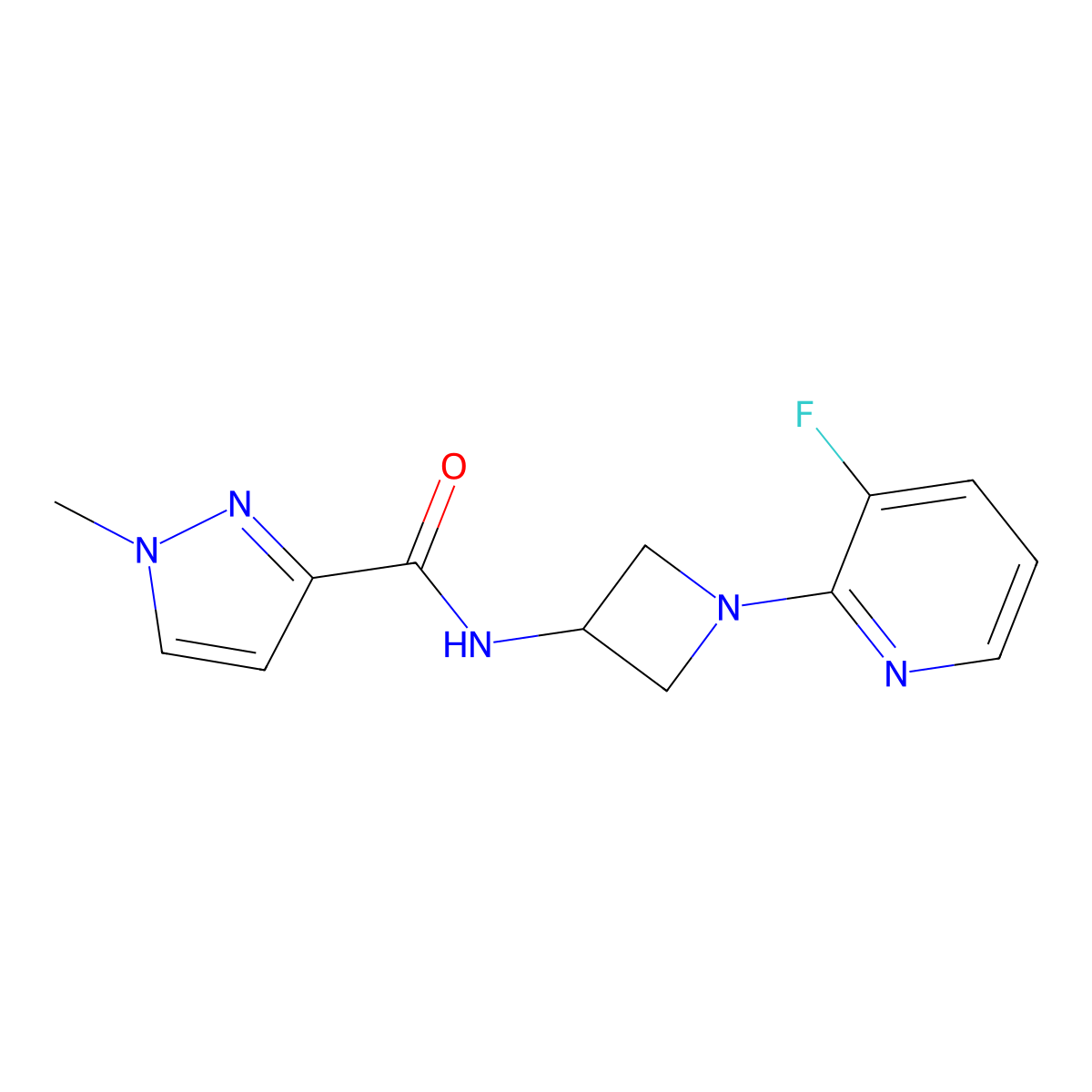 N-[1-(3-fluoropyridin-2-yl)azetidin-3-yl]-1-methyl-1H-pyrazole-3-carboxamide molecular structure, CAS 3054600-80-2