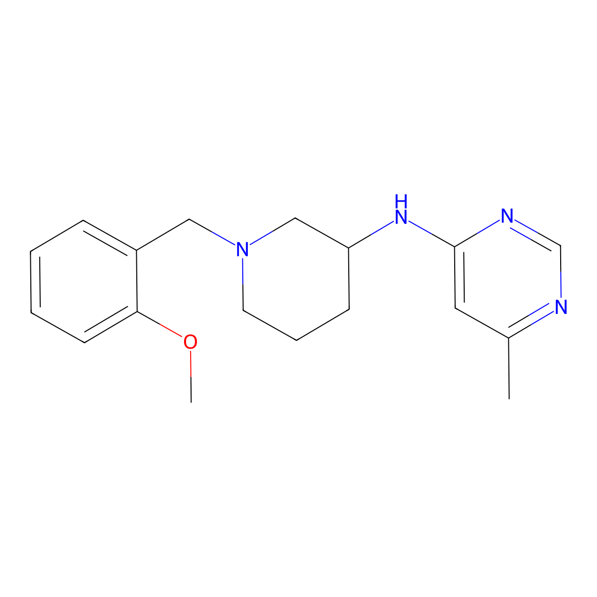 N-{1-[(2-methoxyphenyl)methyl]piperidin-3-yl}-6-methylpyrimidin-4-amine molecular structure, CAS 3054600-84-6