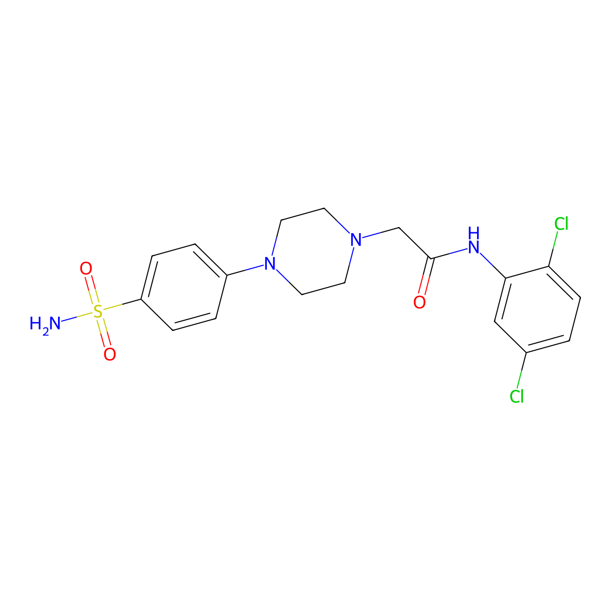 N-(2,5-dichlorophenyl)-2-[4-(4-sulfamoylphenyl)piperazin-1-yl]acetamide molecular structure, CAS 3054600-87-9