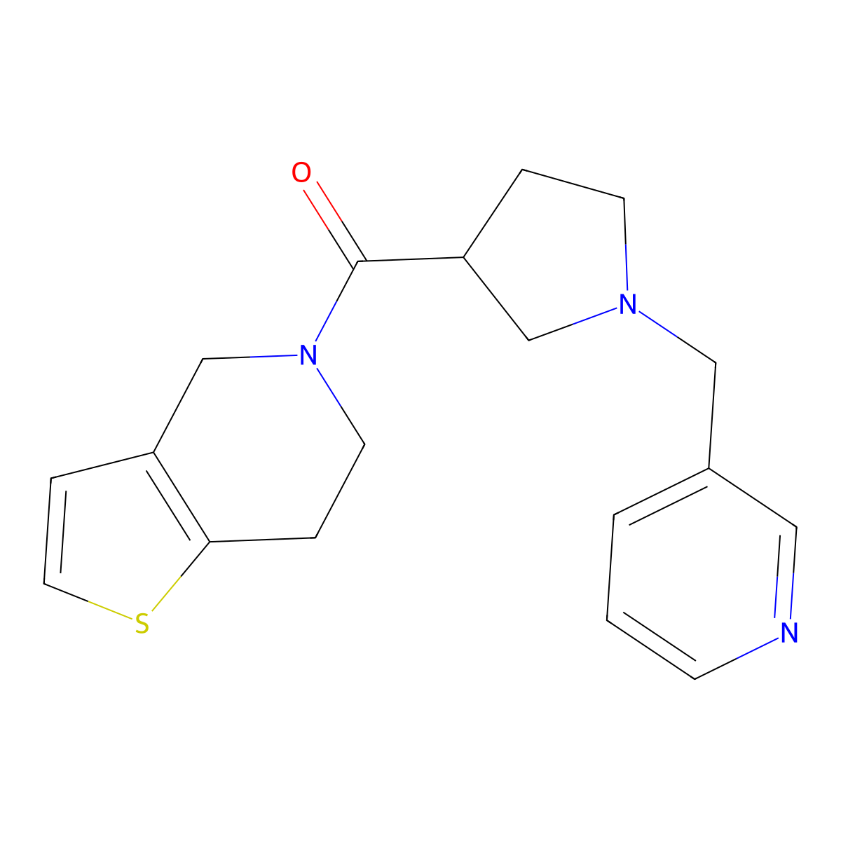 3-[(3-{4H,5H,6H,7H-thieno[3,2-c]pyridine-5-carbonyl}pyrrolidin-1-yl)methyl]pyridine molecular structure, CAS 3054600-92-6