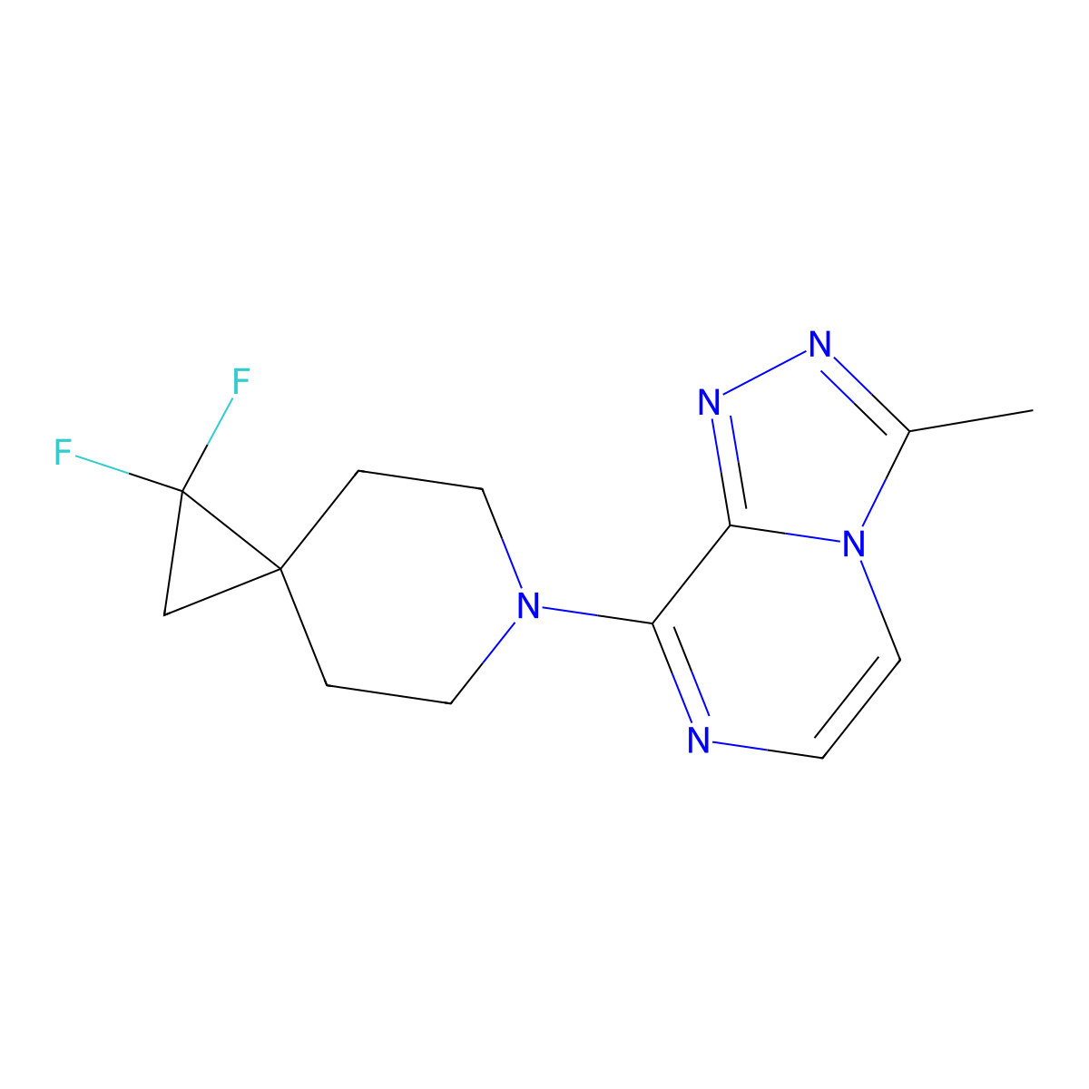 1,1-Difluoro-6-{3-methyl-[1,2,4]triazolo[4,3-a]pyrazin-8-yl}-6-azaspiro[2.5]octane molecular structure, CAS 3054600-95-9