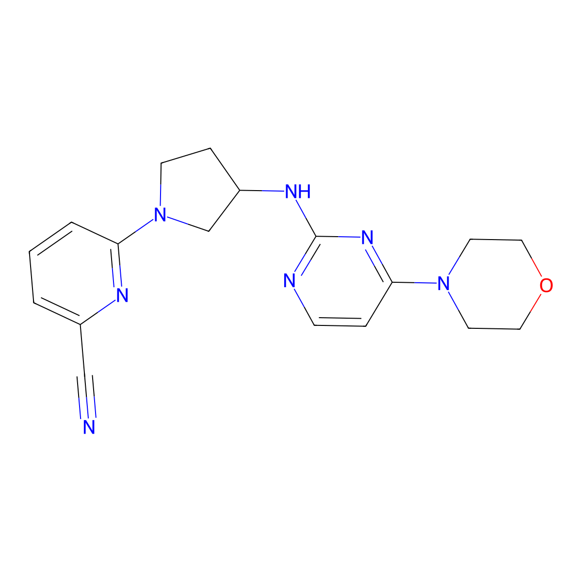 6-(3-{[4-(Morpholin-4-yl)pyrimidin-2-yl]amino}pyrrolidin-1-yl)pyridine-2-carbonitrile molecular structure, CAS 3054600-97-1
