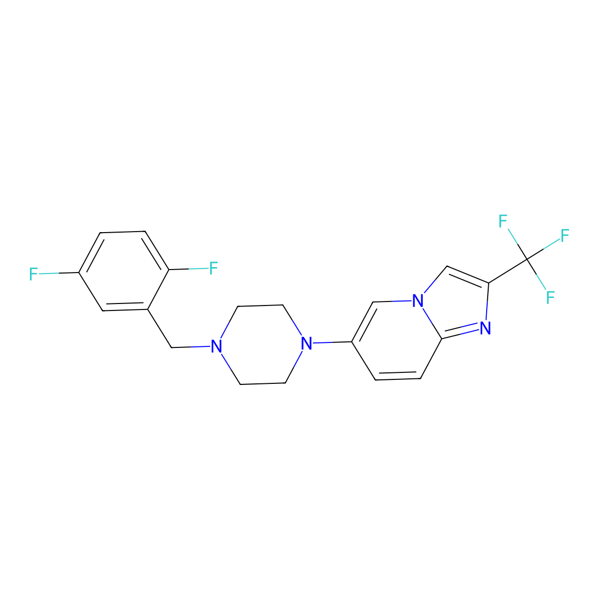 1-[(2,5-Difluorophenyl)methyl]-4-[2-(trifluoromethyl)imidazo[1,2-a]pyridin-6-yl]piperazine molecular structure, CAS 3054600-99-3