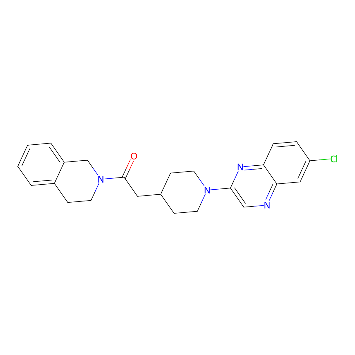 2-[1-(6-chloroquinoxalin-2-yl)piperidin-4-yl]-1-(3,4-dihydro-1H-isoquinolin-2-yl)ethanone molecular structure, CAS 3054601-05-4