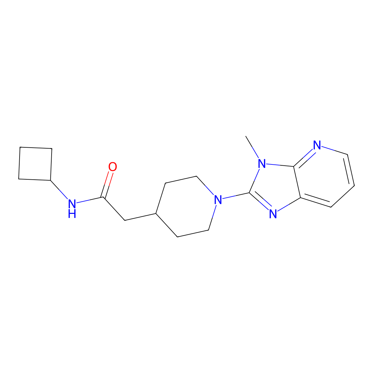 N-cyclobutyl-2-(1-{3-methyl-3H-imidazo[4,5-b]pyridin-2-yl}piperidin-4-yl)acetamide molecular structure, CAS 3054601-12-3