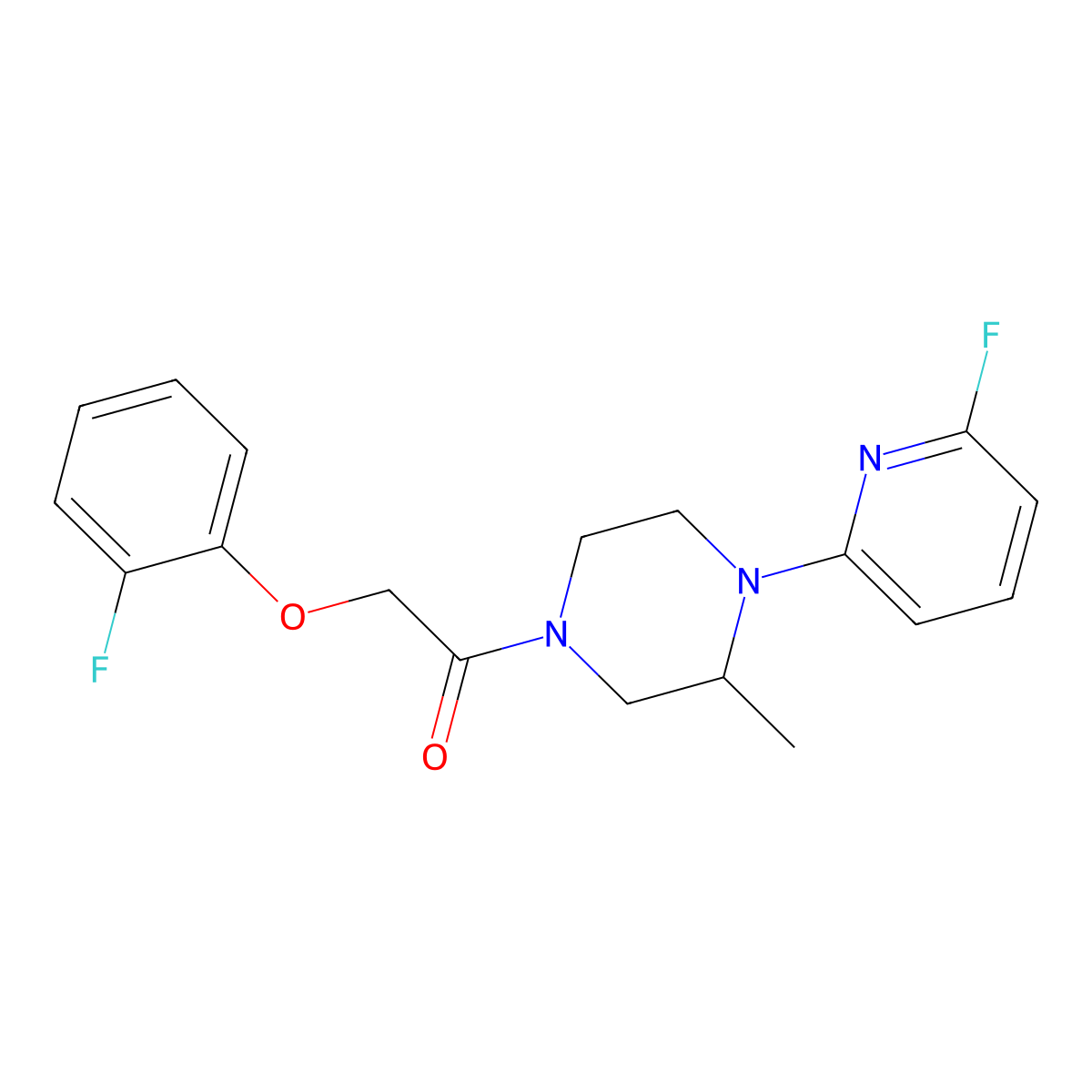 2-(2-Fluorophenoxy)-1-[4-(6-fluoropyridin-2-yl)-3-methylpiperazin-1-yl]ethan-1-one molecular structure, CAS 3054601-13-4