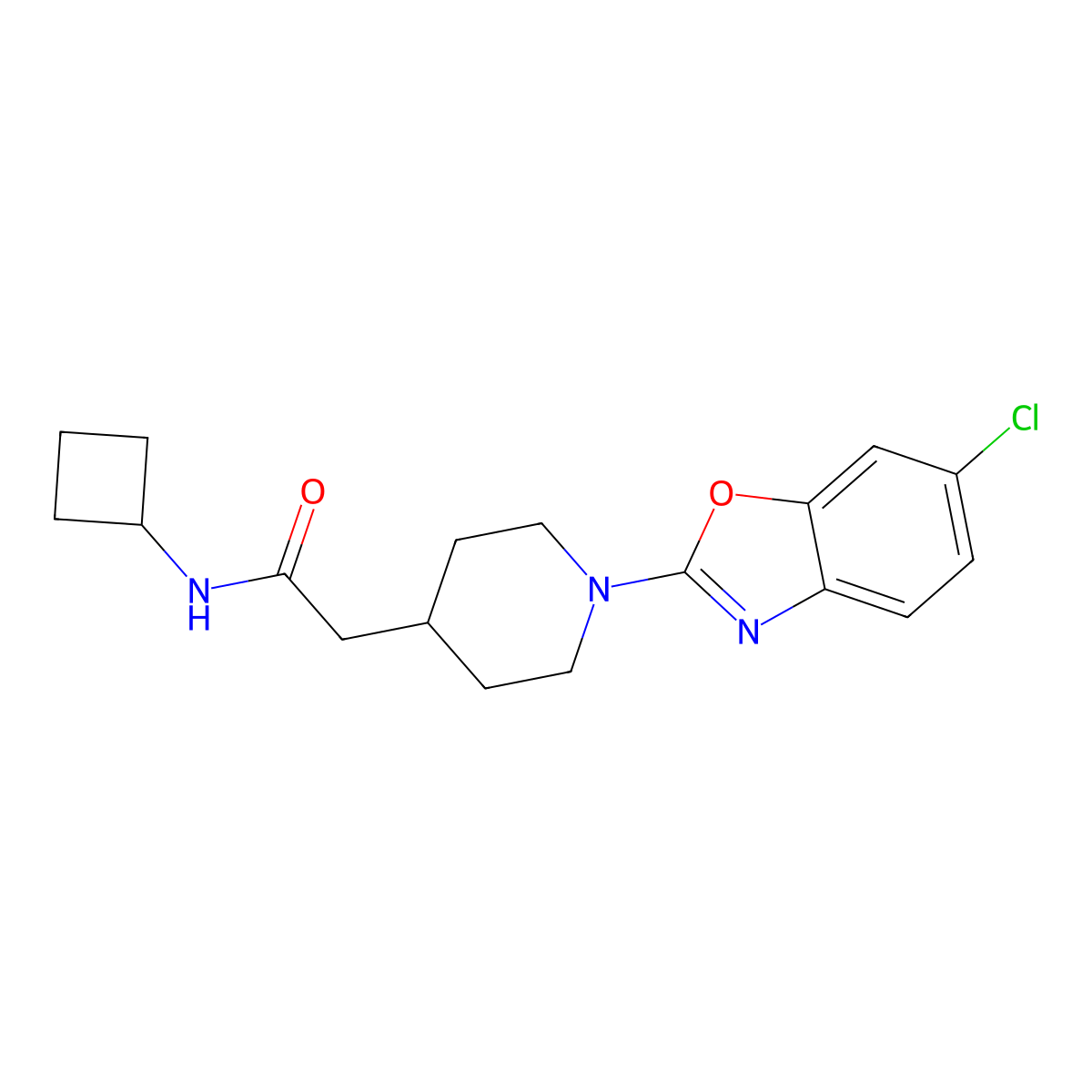 2-[1-(6-chloro-1,3-benzoxazol-2-yl)piperidin-4-yl]-N-cyclobutylacetamide molecular structure, CAS 3054601-14-5