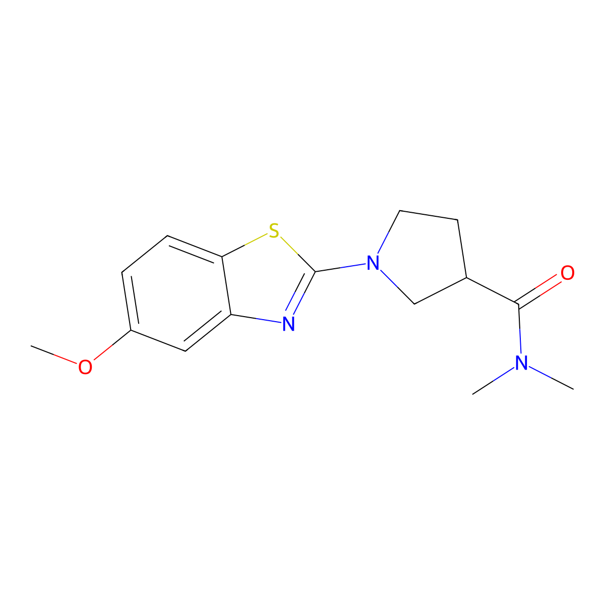 1-(5-methoxy-1,3-benzothiazol-2-yl)-N,N-dimethylpyrrolidine-3-carboxamide molecular structure, CAS 3054601-16-7