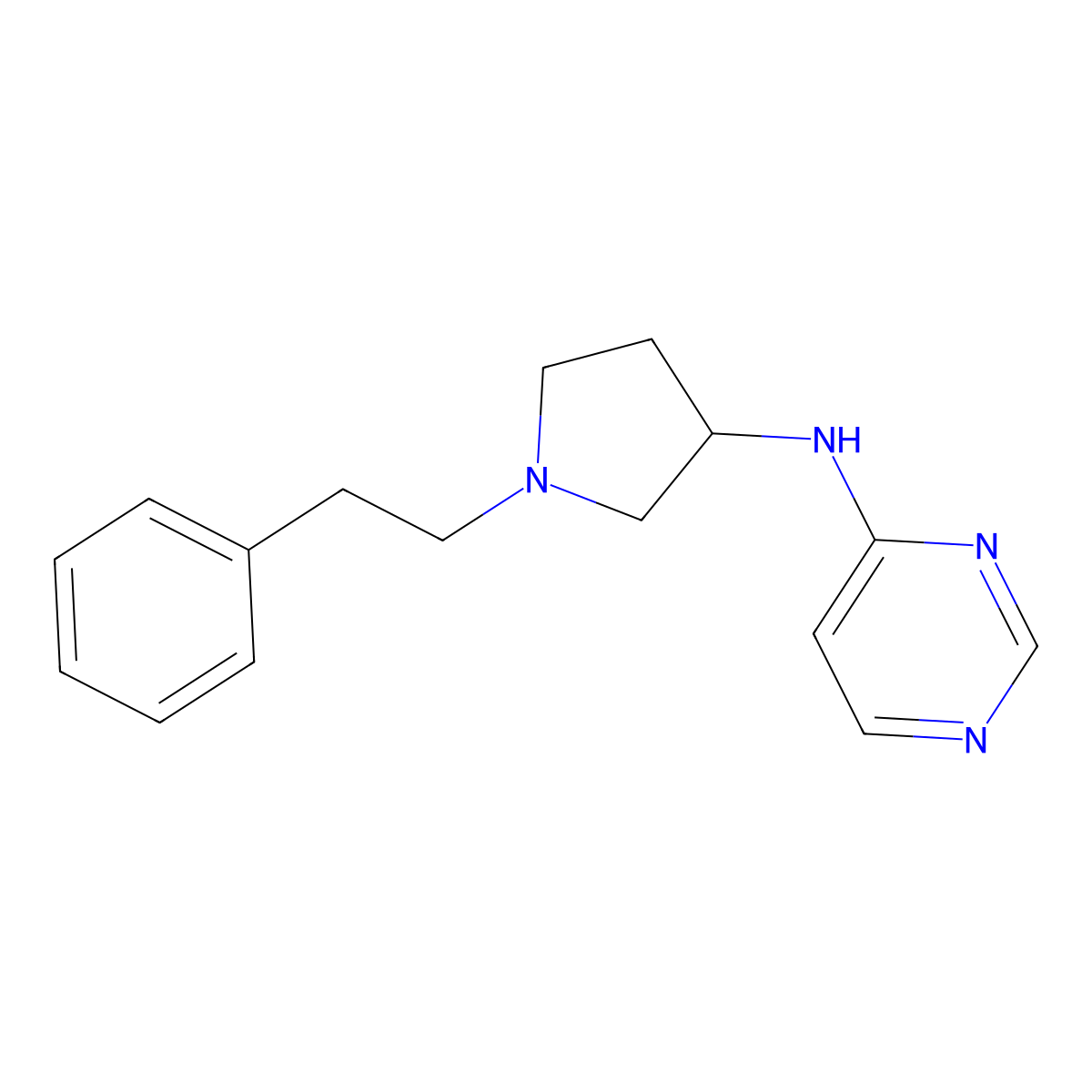 N-[1-(2-phenylethyl)pyrrolidin-3-yl]pyrimidin-4-amine molecular structure, CAS 3054601-20-3