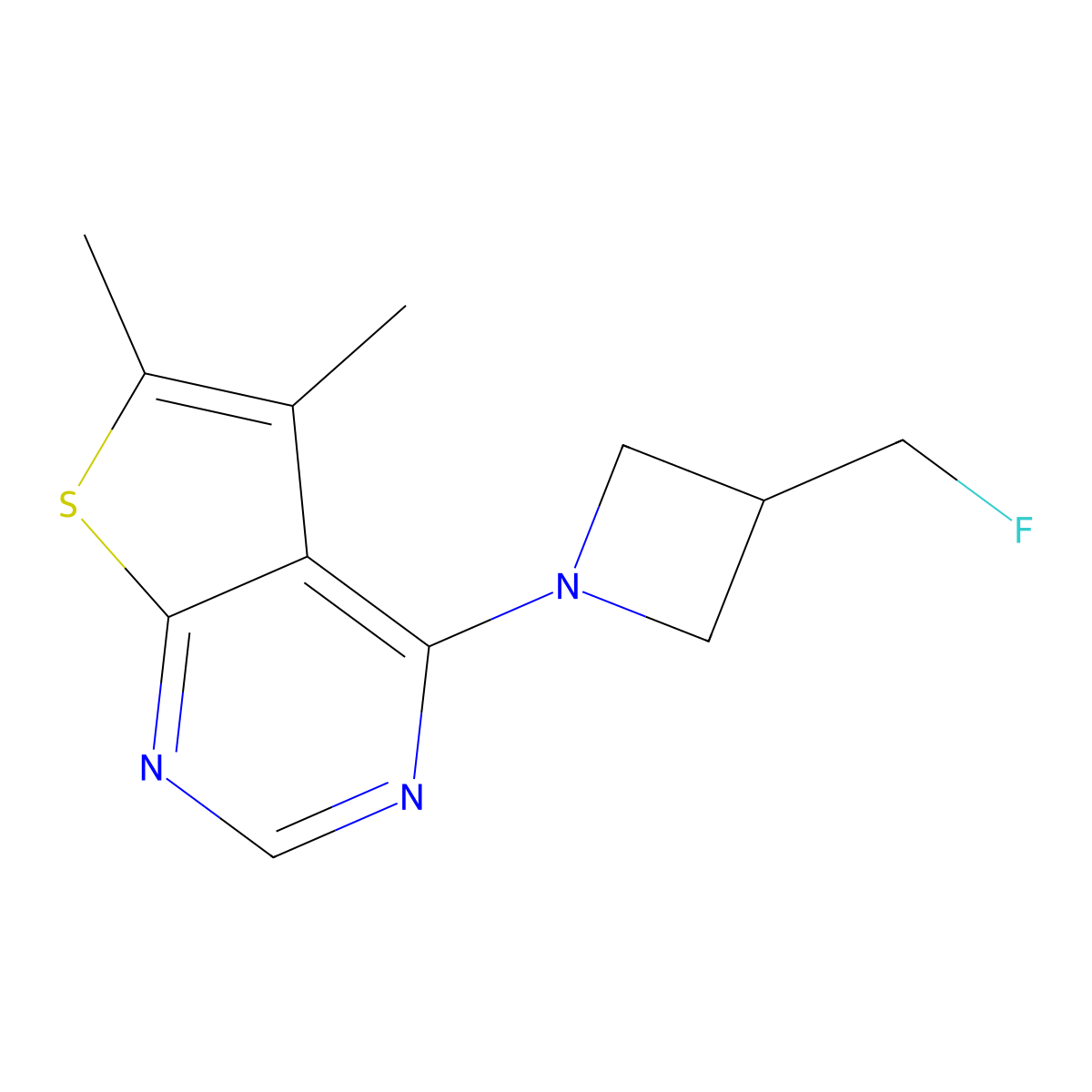 1-{5,6-Dimethylthieno[2,3-d]pyrimidin-4-yl}-3-(fluoromethyl)azetidine molecular structure, CAS 3054601-41-8