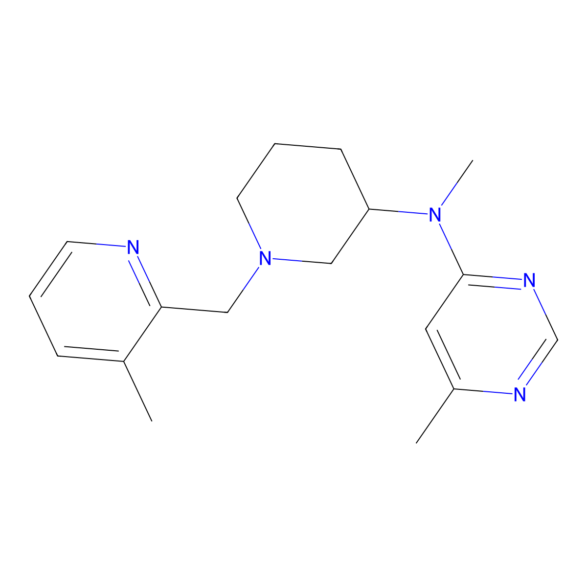N,6-dimethyl-N-{1-[(3-methylpyridin-2-yl)methyl]piperidin-3-yl}pyrimidin-4-amine molecular structure, CAS 3054601-44-1