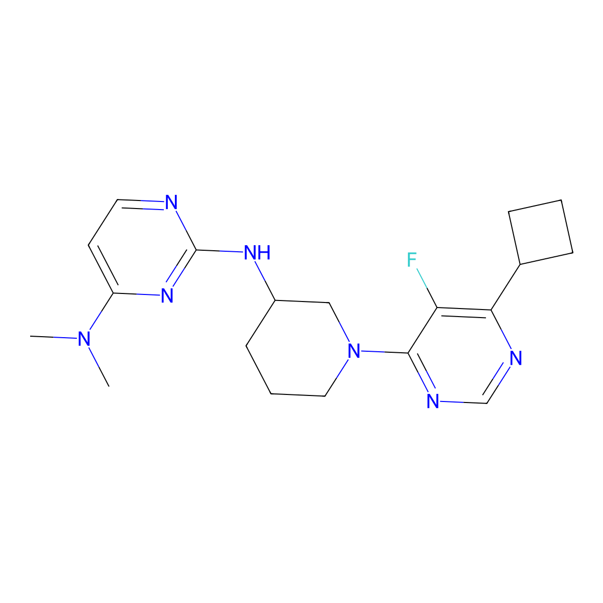 N2-[1-(6-cyclobutyl-5-fluoropyrimidin-4-yl)piperidin-3-yl]-N4,N4-dimethylpyrimidine-2,4-diamine molecular structure, CAS 3054601-54-3