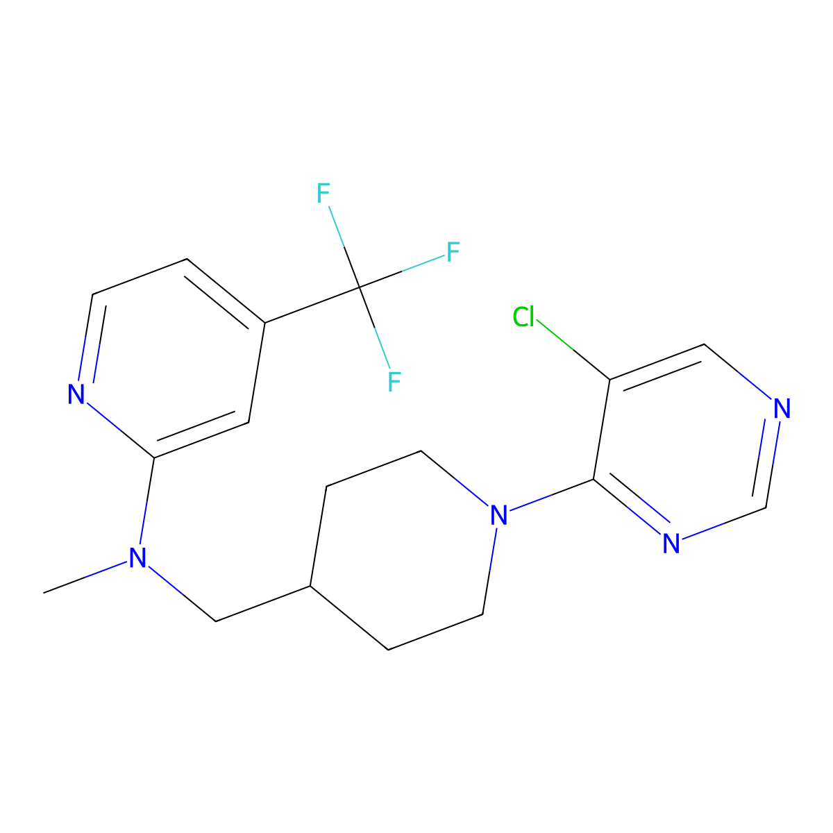 N-{[1-(5-chloropyrimidin-4-yl)piperidin-4-yl]methyl}-N-methyl-4-(trifluoromethyl)pyridin-2-amine molecular structure, CAS 3054601-56-5
