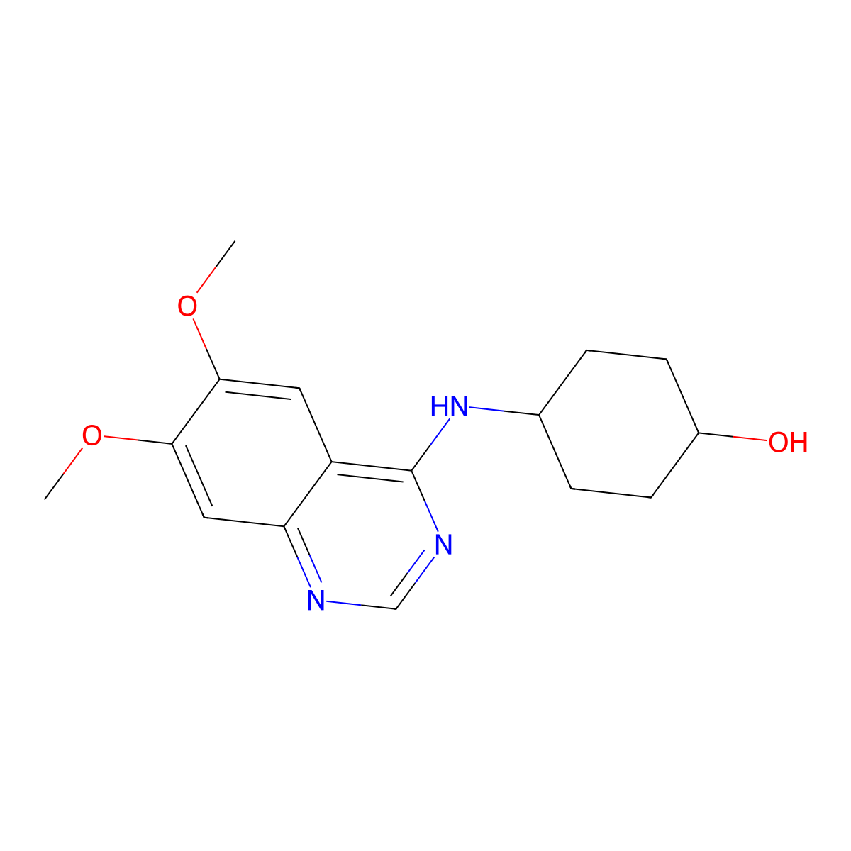 4-[(6,7-Dimethoxyquinazolin-4-yl)amino]cyclohexan-1-ol molecular structure, CAS 3054601-57-6