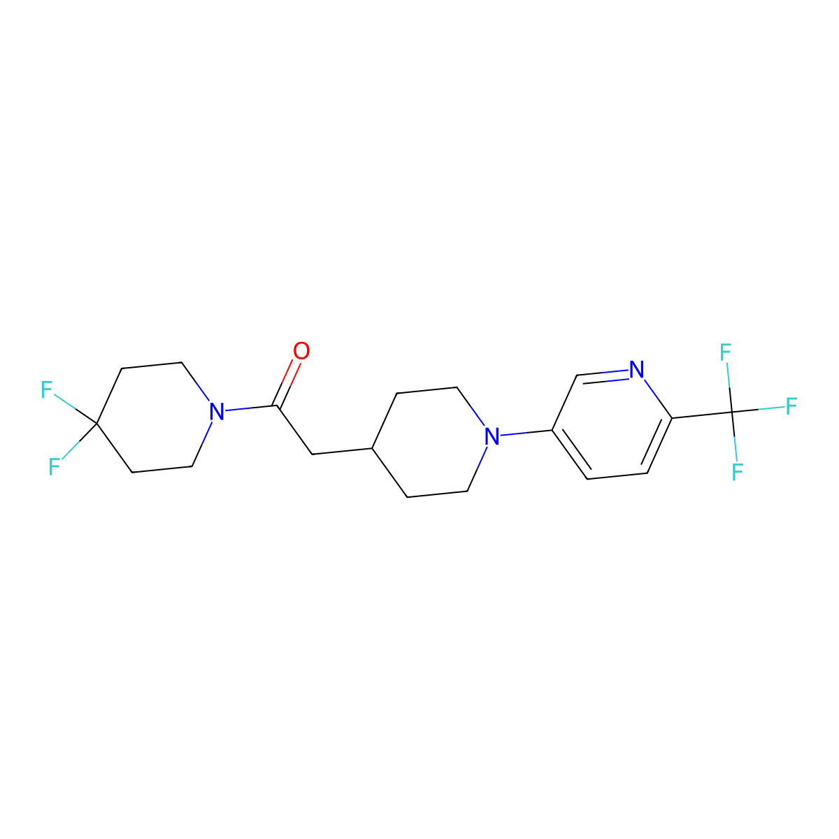 1-(4,4-Difluoropiperidin-1-yl)-2-{1-[6-(trifluoromethyl)pyridin-3-yl]piperidin-4-yl}ethan-1-one molecular structure, CAS 3054601-69-0