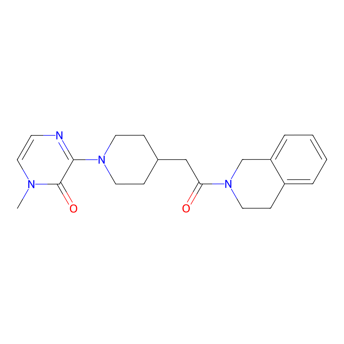 1-Methyl-3-{4-[2-oxo-2-(1,2,3,4-tetrahydroisoquinolin-2-yl)ethyl]piperidin-1-yl}-1,2-dihydropyrazin-2-one molecular structure, CAS 3054601-76-9