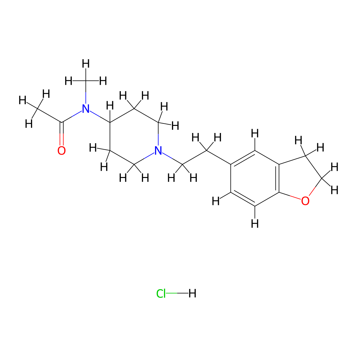 N-{1-[2-(2,3-dihydro-1-benzofuran-5-yl)ethyl]piperidin-4-yl}-N-methylacetamide hydrochloride molecular structure, CAS 3054601-82-7