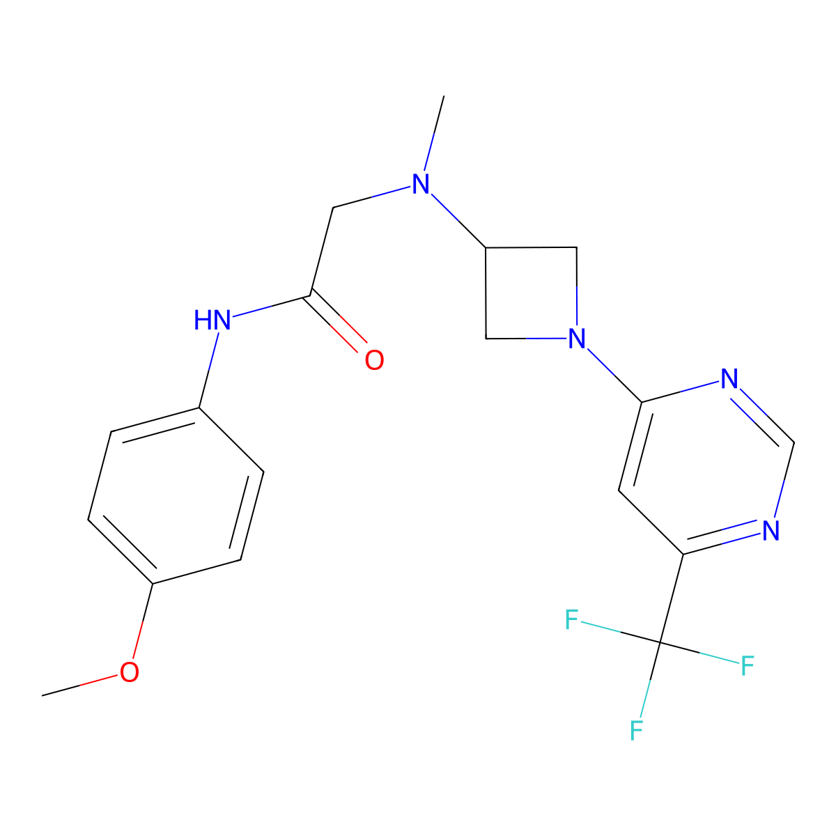 N-(4-methoxyphenyl)-2-[methyl({1-[6-(trifluoromethyl)pyrimidin-4-yl]azetidin-3-yl})amino]acetamide molecular structure, CAS 3054601-84-9