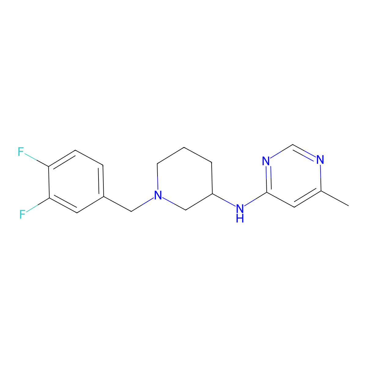 N-{1-[(3,4-difluorophenyl)methyl]piperidin-3-yl}-6-methylpyrimidin-4-amine molecular structure, CAS 3054601-85-0