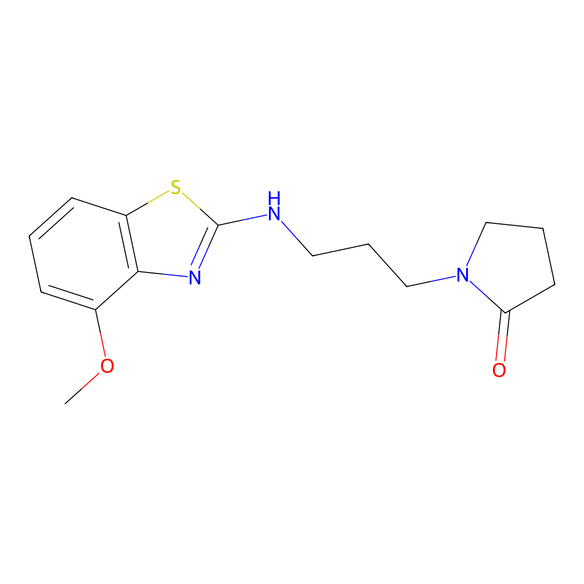 1-{3-[(4-Methoxy-1,3-benzothiazol-2-yl)amino]propyl}pyrrolidin-2-one molecular structure, CAS 3054601-88-3