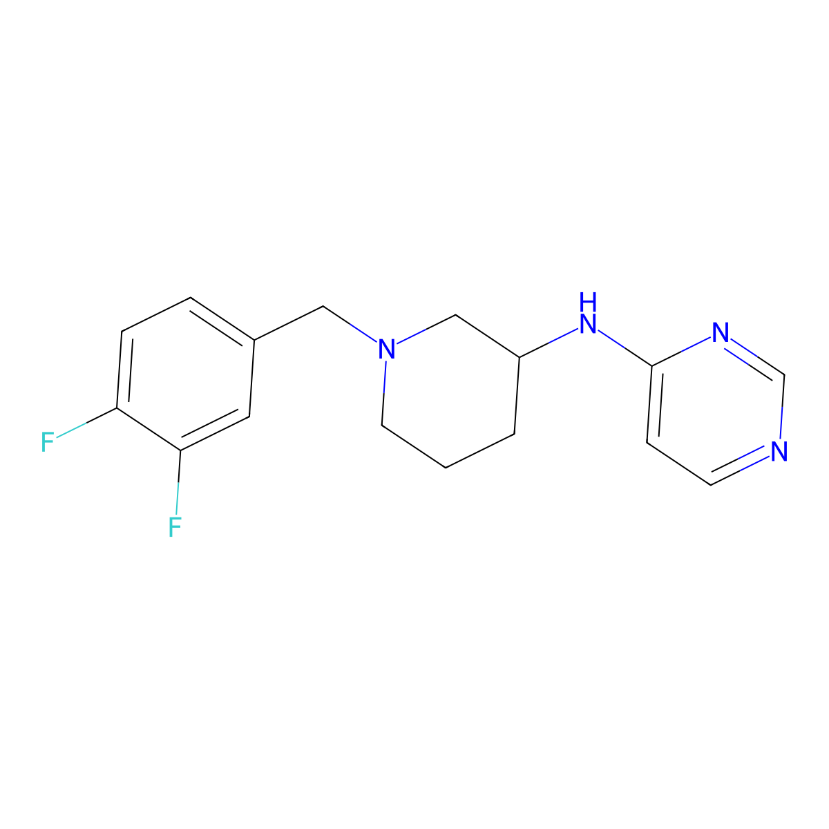 N-{1-[(3,4-difluorophenyl)methyl]piperidin-3-yl}pyrimidin-4-amine molecular structure, CAS 3054601-92-9
