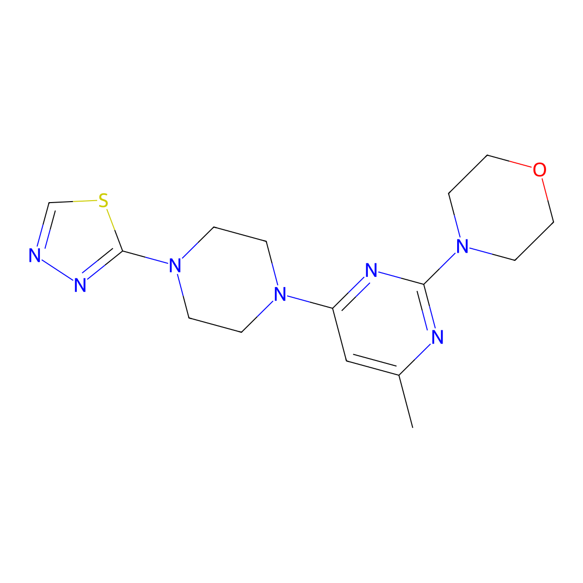 4-{4-Methyl-6-[4-(1,3,4-thiadiazol-2-yl)piperazin-1-yl]pyrimidin-2-yl}morpholine molecular structure, CAS 3054601-94-1