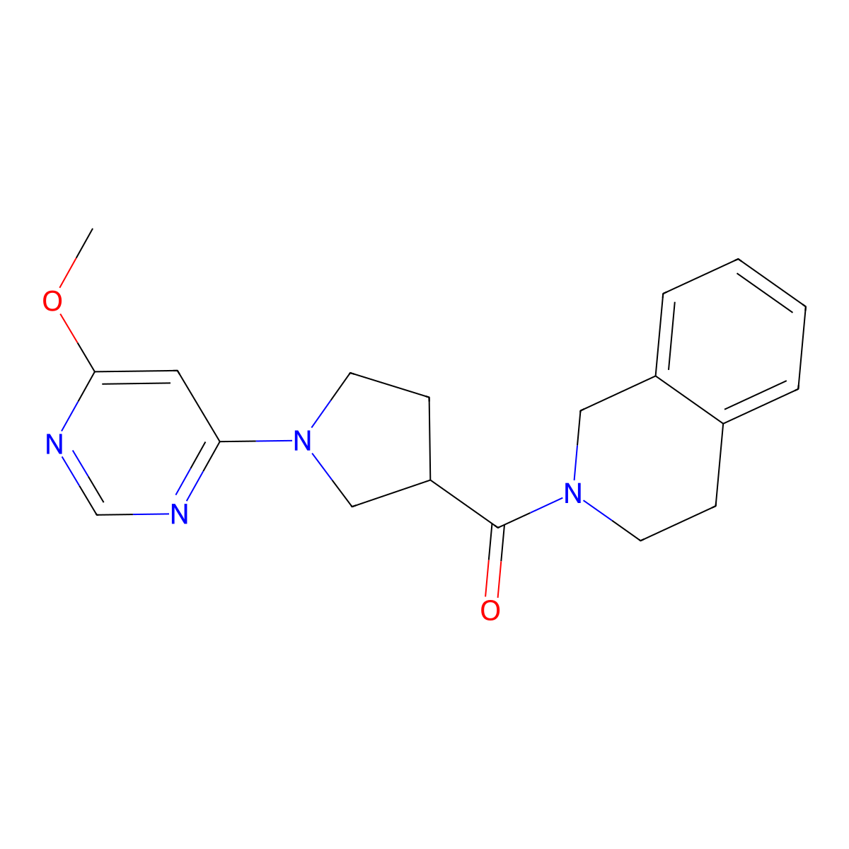 2-[1-(6-Methoxypyrimidin-4-yl)pyrrolidine-3-carbonyl]-1,2,3,4-tetrahydroisoquinoline molecular structure, CAS 3054601-96-3