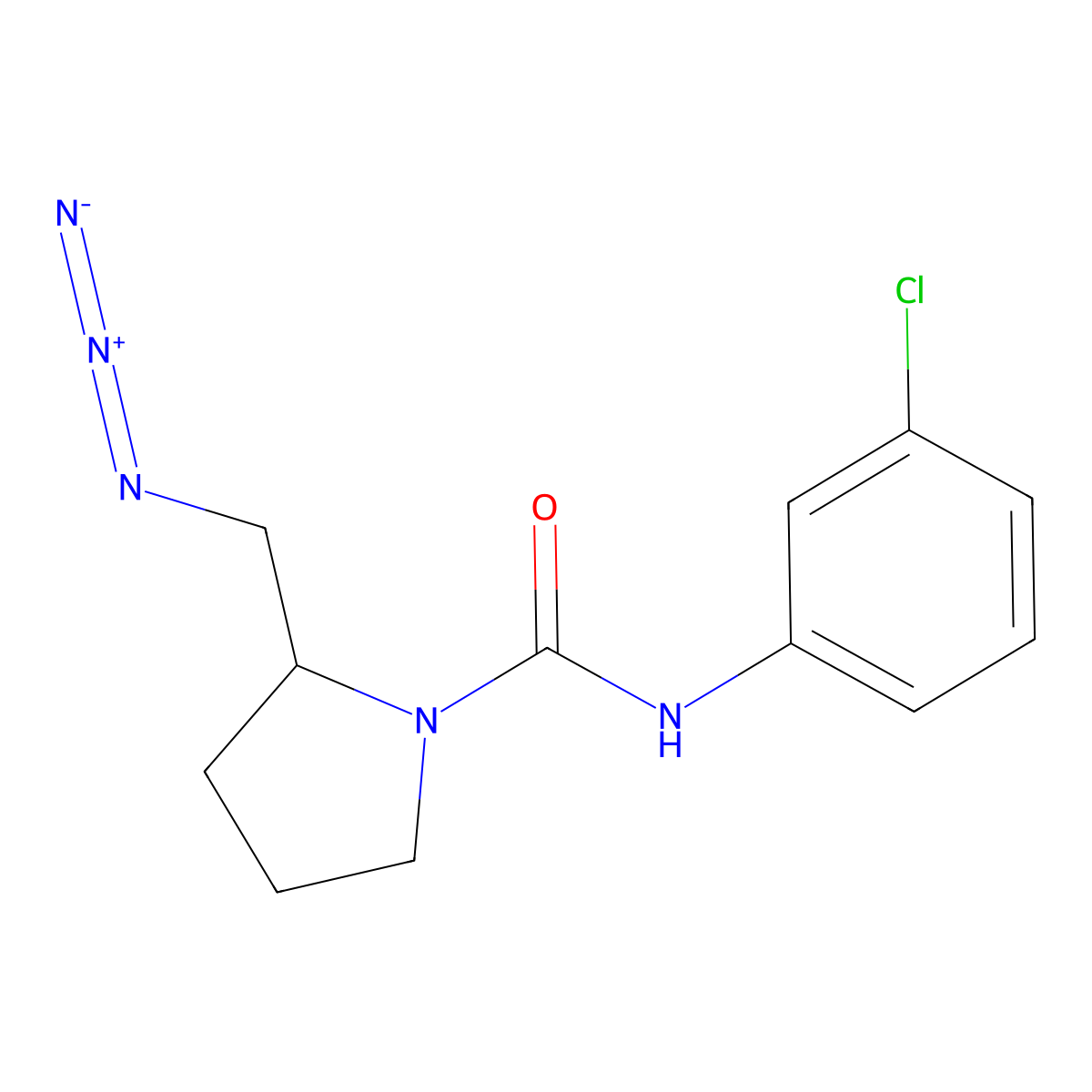 2-(azidomethyl)-N-(3-chlorophenyl)pyrrolidine-1-carboxamide molecular structure, CAS 3054602-00-2