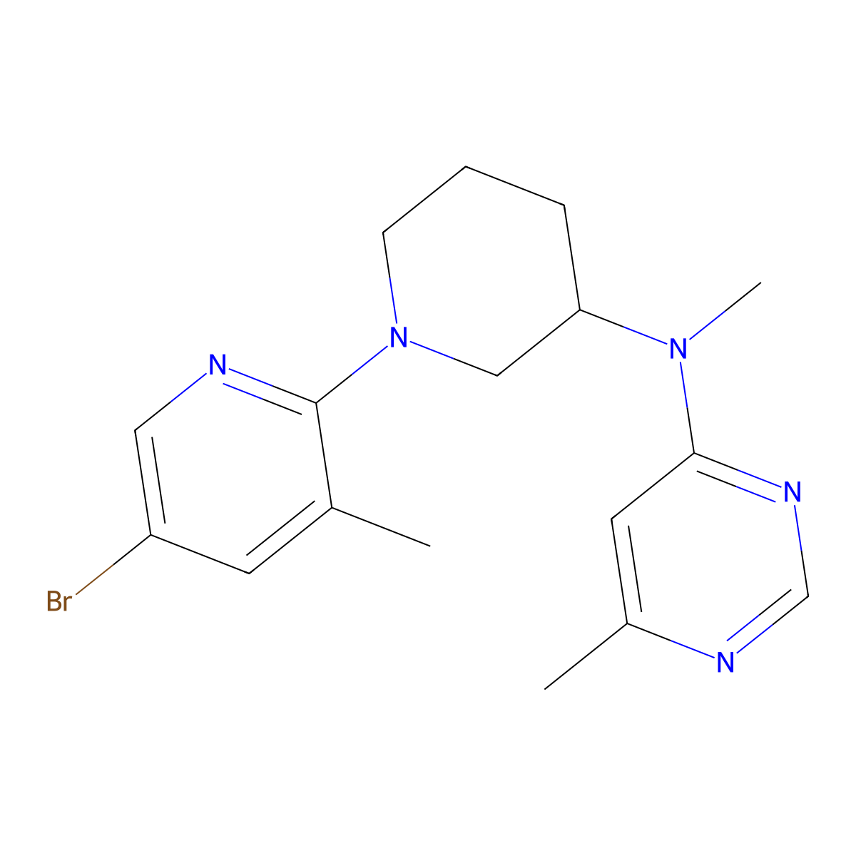 N-[1-(5-bromo-3-methylpyridin-2-yl)piperidin-3-yl]-N,6-dimethylpyrimidin-4-amine molecular structure, CAS 3054602-03-5