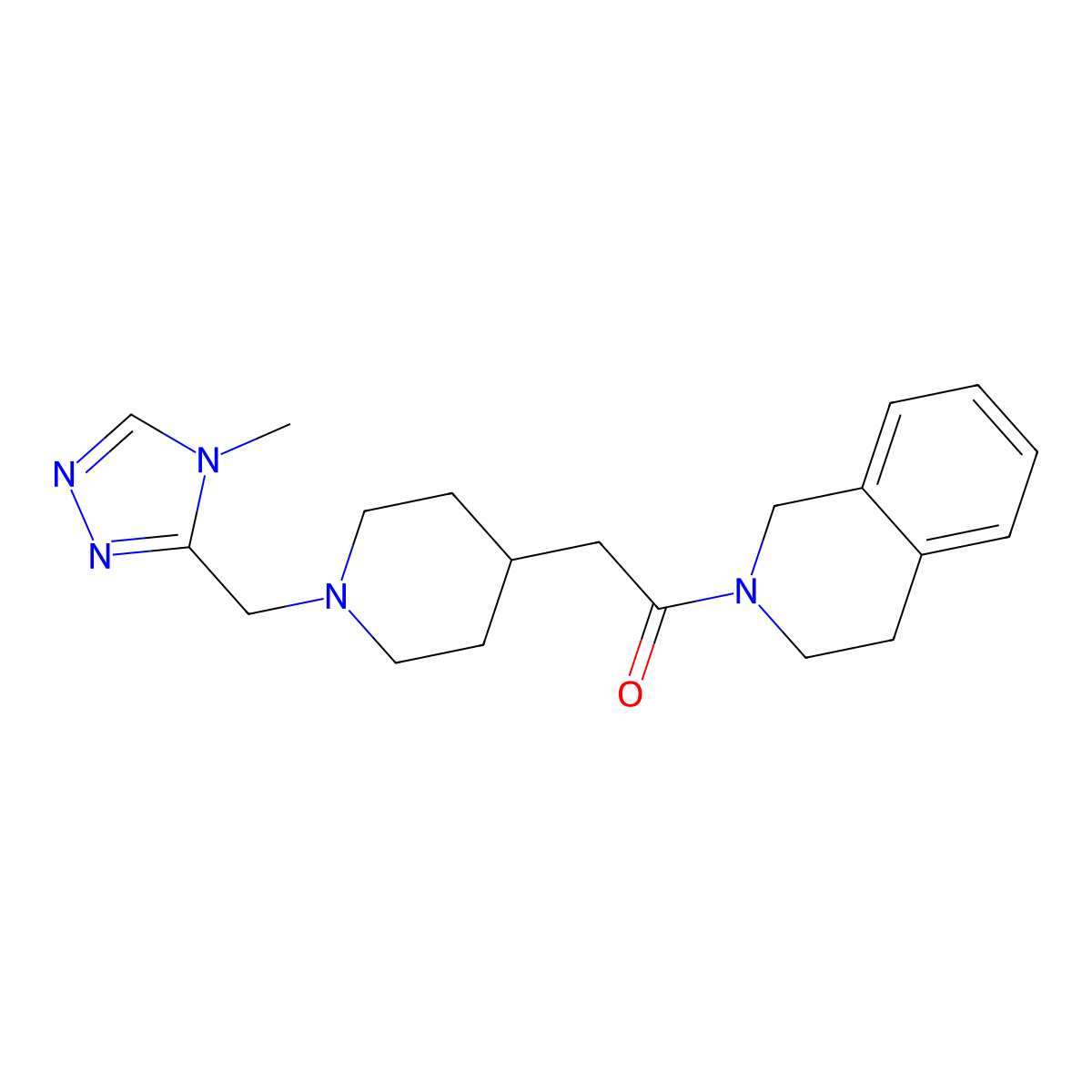 2-{1-[(4-methyl-4H-1,2,4-triazol-3-yl)methyl]piperidin-4-yl}-1-(1,2,3,4-tetrahydroisoquinolin-2-yl)ethan-1-one molecular structure, CAS 3054602-12-6